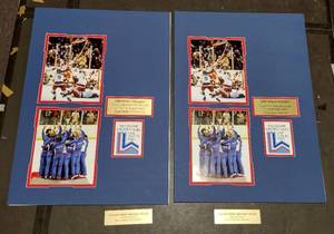 lot 306 image: (2) photo collages USA Olympic Hockey Team Gold Medal Winners at the 1980 Winter Olympics Lake Placid