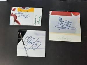 lot 369 image: (3) NHL Signatures Henrik Zetterberg, Chris Pronger, Dominik Hasek