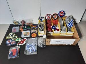 lot 397 image: Logo Badges Baseball Sox, Cubs, Padres, Red Sox, SF Giants, Twins, BB- Timerberwolves, 76ers, Hockey Relive the Miracle