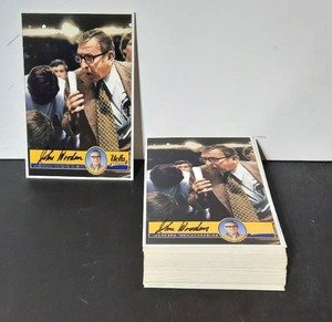 lot 53A image: (58) Signed John Wooden UCLA Bruins 4x6 Cards