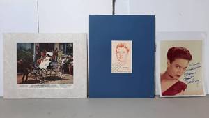 lot 388 image: Signed Chuck Connors Photo. Signed Jean Hersholt artwork by James Montgomery. Photo signed by Kathryn Grant