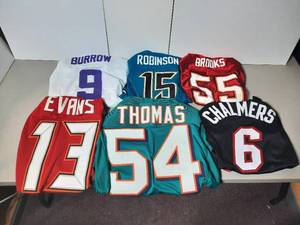 lot 403 image: (6) Sports Jerseys Burrow, Robinson, Brooks, Evans, Thomas, Chalmers