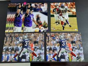 lot 418 image: (3) NFL Official photos of Super Bowl XLII Harrison #37, (5) Vikings Brett Favre #4, (1) Vikings Adrian Peterson #28