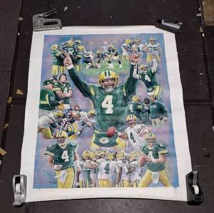 lot 95A image: Signed by artist Jiang Zunzhong Brett Favre Original mixed media artwork on canvas