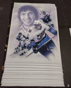lot 461 image: (13) Signed by artist Jiang Zunzhong NHL #8 Alex Ovechkin Washington Capitols, mixed media artwork on canvas