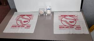 lot 479 image: 2002 Twins Homer Hanky. 94 World Series Official Baseball and Baseball stamped Rod Carew #29 MLB Debut 4767 Final Game 10585