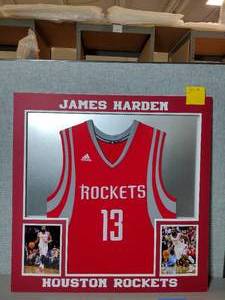 lot 341A image: Collage of James Harden  #13 Houston Rockets Jersey and Photos. Professionally matted. 32 x 32