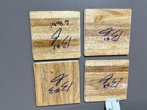 lot 481 image: (4) Laminate flooring from Bucks Stadium, Signed by Bandon Jennings Bucks. 6 x 6