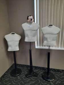 lot 500 image: (3) Torso Mannequins on stands, 50, 57 and 66 inches High