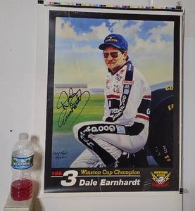 lot 213B image: Signed 1993 Dale Earnhardt, Sr. Winston Cup Champion. 26 x 30 Poster