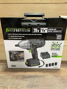 lot 35 image: Genesis GLIW20AK 20-Volt Li-Ion Cordless Impact Wrench Kit - BRAND NEW - RETAIL PRICE $109.99