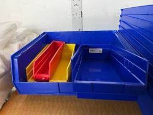lot 66 image: Lot of Various Long Storage Supply Item Organizer Tray Boxes