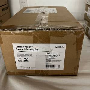 lot 78 image: 1 Case NEW&nbspCardinal Health MDC-PATSET Clear Patient Belonging Bag with Drawcord - Medium