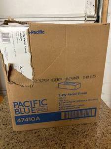 lot 6 image: 1 Case NEW Blue Pacific Basic 42410A 2-Ply White Flat Box Facial Tissue - Case Has Minor Damage See Picture