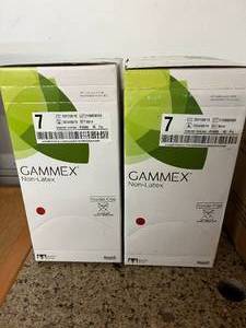 lot 11 image: 2 Boxes NEW Ansell 8514 Gammex Advanced Allergy Protection Non-Latex Powder-Free Accelerator-Free Neoprene Surgical Gloves - Size 7 Expiration 824
