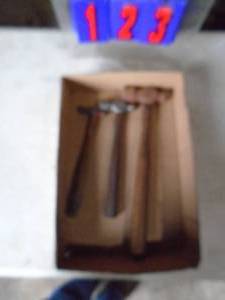 Flat of 3 ball pein hammers. As shown.
