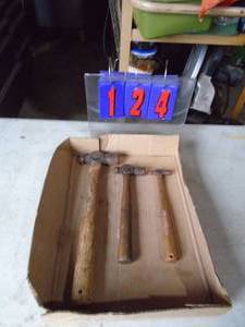 Flat of 3 ball pein hammers. As shown.