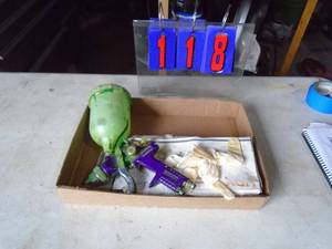 HVLP paint gun & rubber gloves. As shown.
