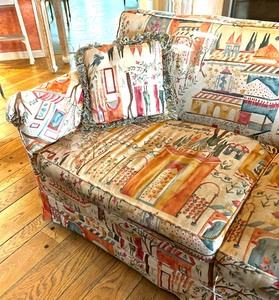 Vintage Colorful Silk Blend Custom Upholstered Sofa