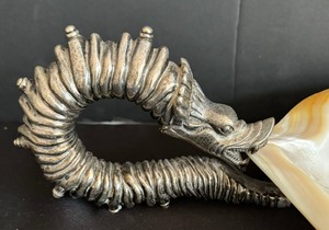 Mother of Pearl Canape Plate with Silver Dancing Dragon