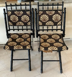 Antique Folding Chairs  Pair of Bamboo Style Victorian Folding Chairs