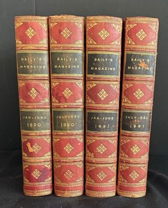 Four Hard Cover Antique Editions of Baileys Magazines of Sports and Past Times