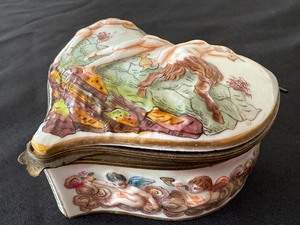 Vintage Capodimonte Heart Shaped Trinket Box