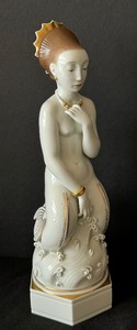 Vintage Royal Copenhagen Gilded Two Tailed Mermaid Figurine  Vintage Royal Copenhagen Gorgona Figurine