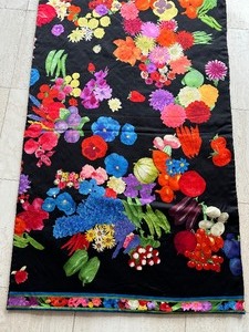 Vintage Colorful Floral and Fruit Design Textile