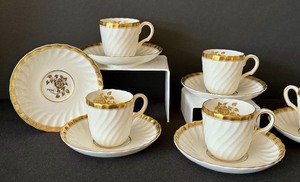 Minton Gold Rose Demitasse Teacups and Saucers