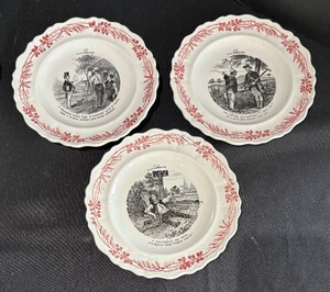 Set of 11 Vintage A la Camagne Bread Plates by Creil & Montereau
