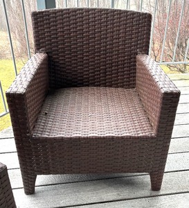 Brown Woven Chair with Ottoman