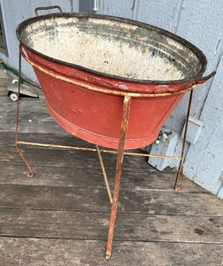 Vintage Metal Wash Basin with Stand
