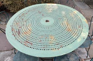 Vintage Woodard Parisienne Metal Patio Table with 6 Chairs