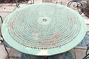 Vintage Woodard Parisienne Metal Patio Table with 6 Chairs