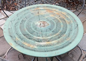 Vintage Circular Metal Table with 4 Chairs