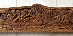Carved Wooden Display of the Story of Melehothahau
