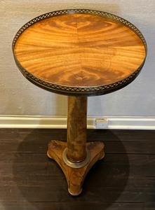 Antique French Empire Wooden Occasional Table with Metal Trim