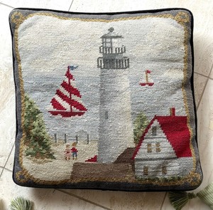 Four Nice Needlepoint Accent Pillows