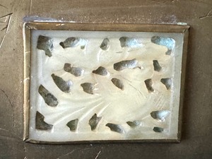 Vintage Chinese Brass and Carved Hardstone Dresser Box