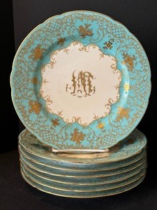 (14) Antique Dresden Desert Plates