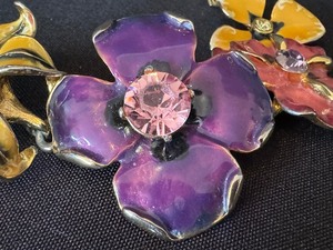 Vintage Kenneth Lane Floral and Rhinestone Bracelet