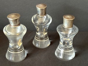 Three Vintage Crystal Stueben Shakers with Sterling Tops