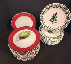 Festive Holiday Plate Sets plus Julia Knight Miniature Dish