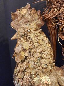 Glitzy Gold-Painted Christmas Rooster