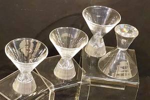 Striking Signed Steuben Crystal Cocktail  Shot Glass Set