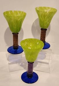 Stunning Art Glass Stemware Set