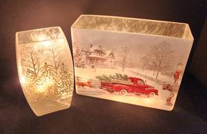 Pair of Shimmering Holiday Lamps
