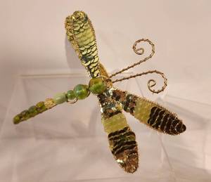 Bedazzled Green Dragonfly Napkin Holders and Clip-ons