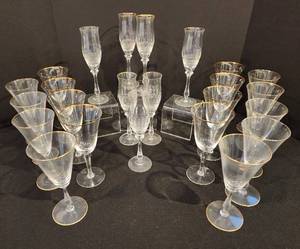 Collection of Gold-Accented Stemware